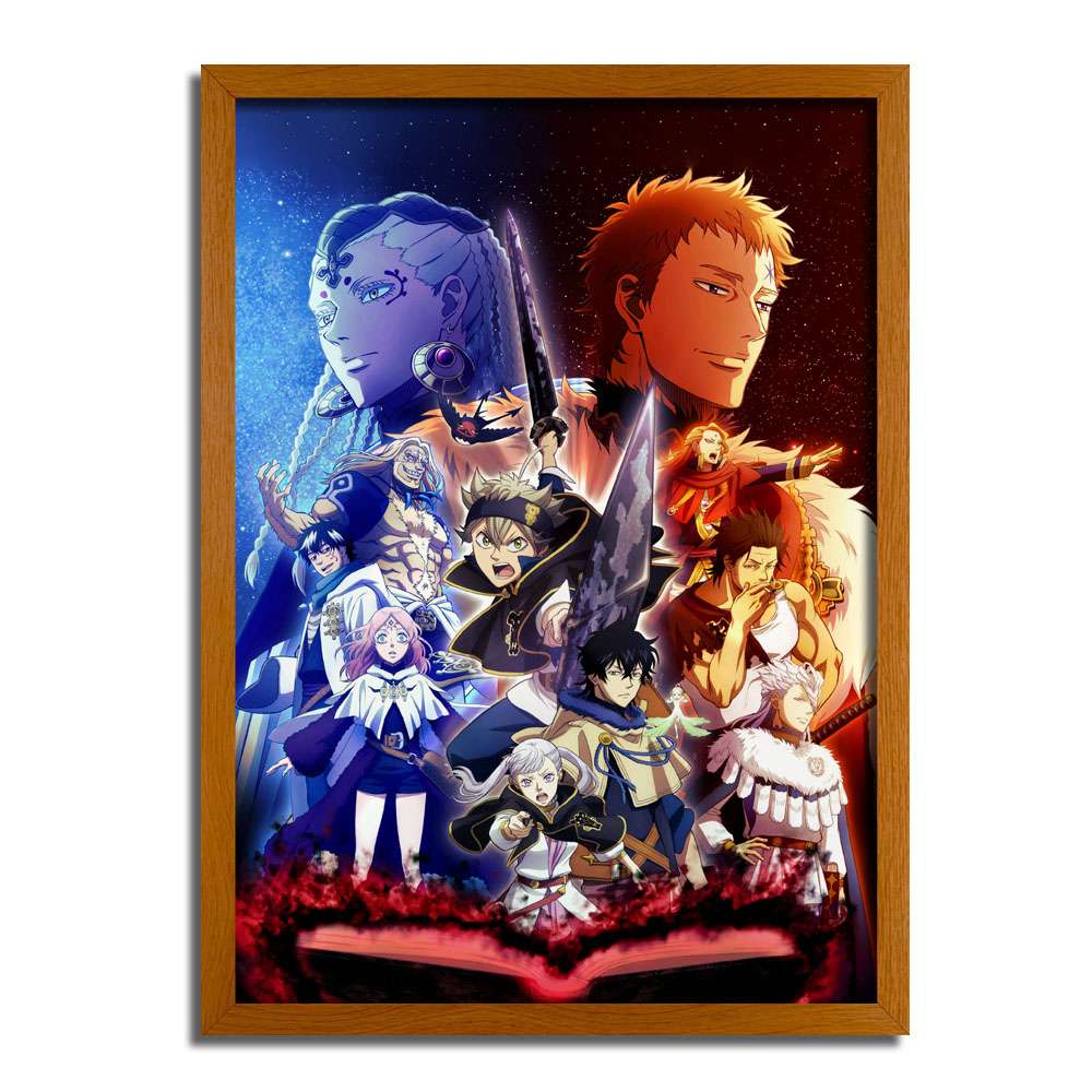 Black Clover Anime Theme LED Light Up Painting Night Light Artwork Fra