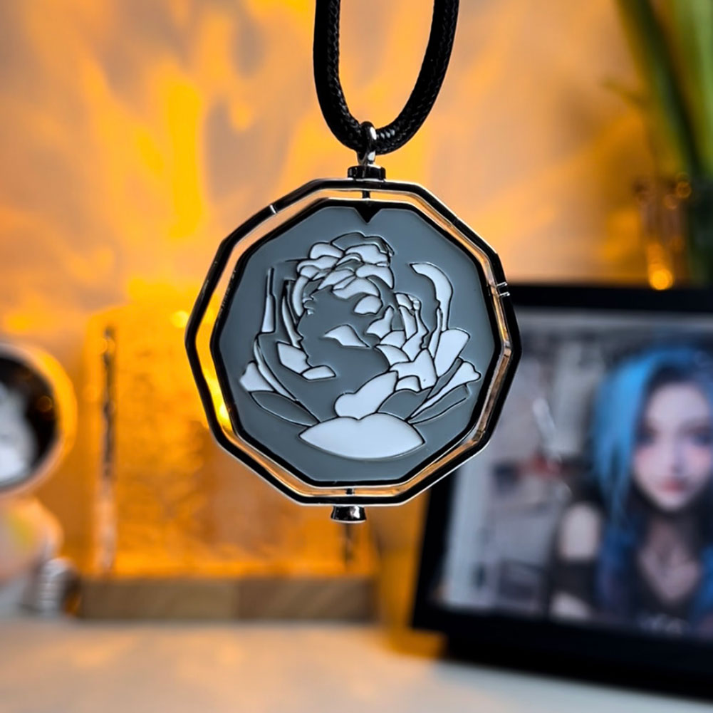 Arcane-Inspired Blue Rose Pendant | Dual-Sided Jinx & Ekko Necklace | Gift Box Included