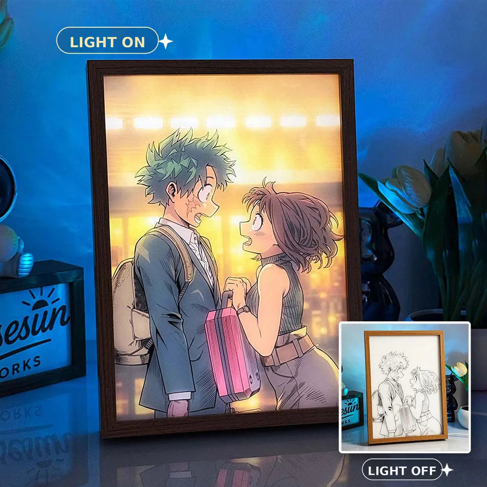 LED light painting My Hero Academia WDYXXY01 light on and light off display