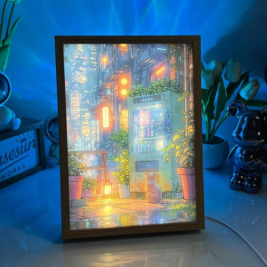 City Cat at Night –Cyber City Anime LED Light Painting