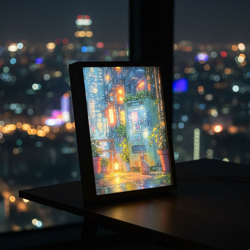 City Cat at Night –Cyber City Anime LED Light Painting