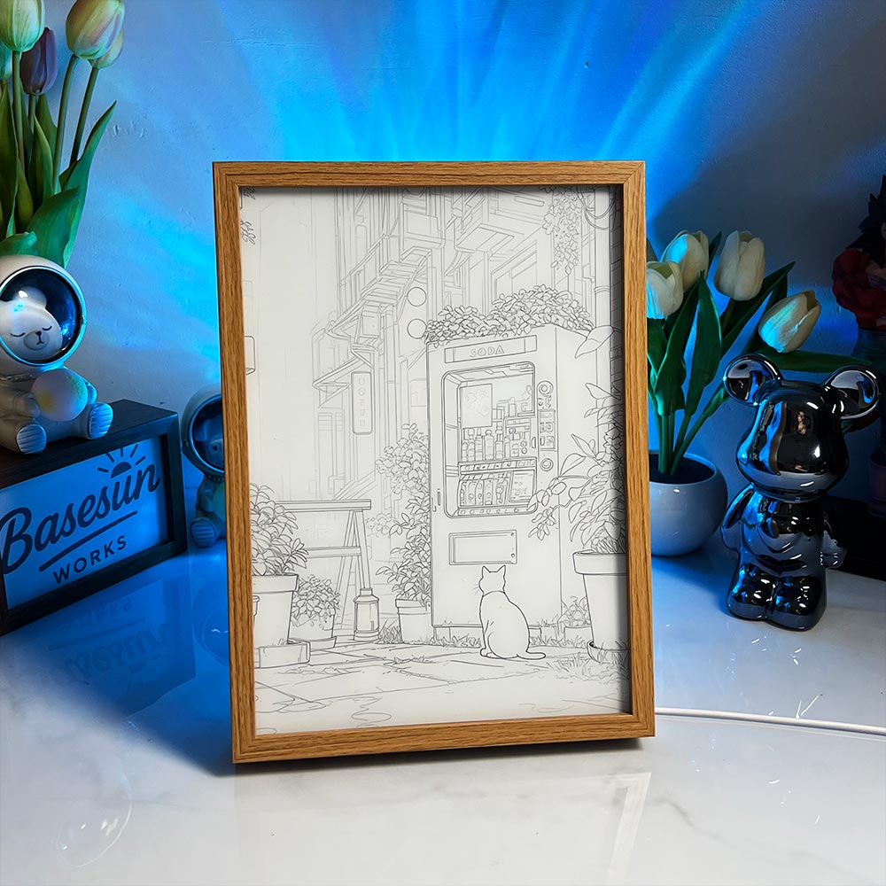 City Cat at Night –Cyber City Anime LED Light Painting