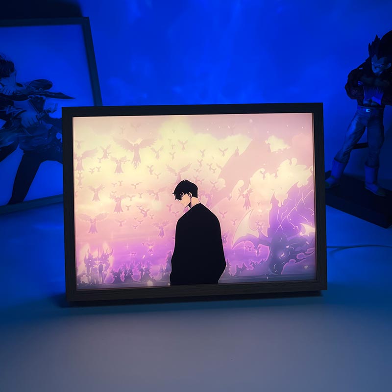 Solo Leveling Sung Jin Woo King of Shadows – LED Light Painting Anime Wall Art WD04