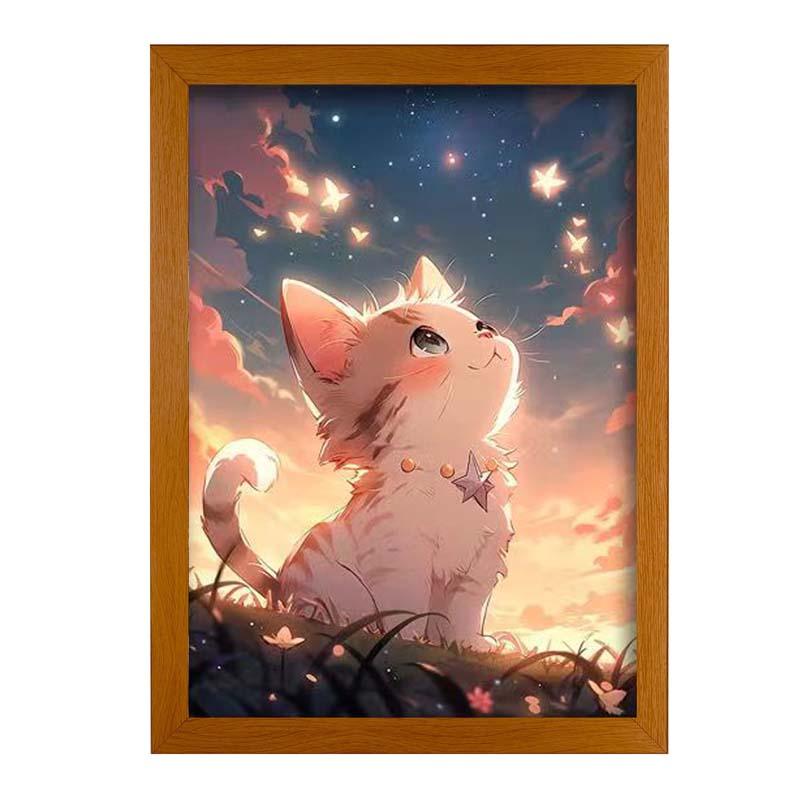 Cat LED Light Painting Lamp Artwork - A Fusion of Light and Art | Yawning Kitty in Sunlight - BASESUNLight PaintingBasesunBASESUN