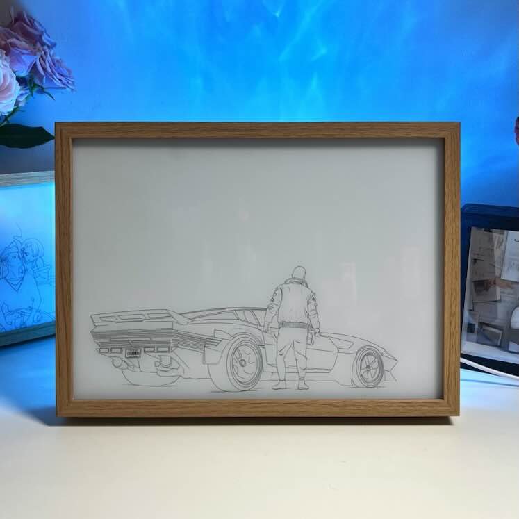 Cyberpunk 2077 LED Light Painting Frame | Night City Streetscape | Futuristic Glow Wall Art - BASESUNLight PaintingBasesunBASESUN