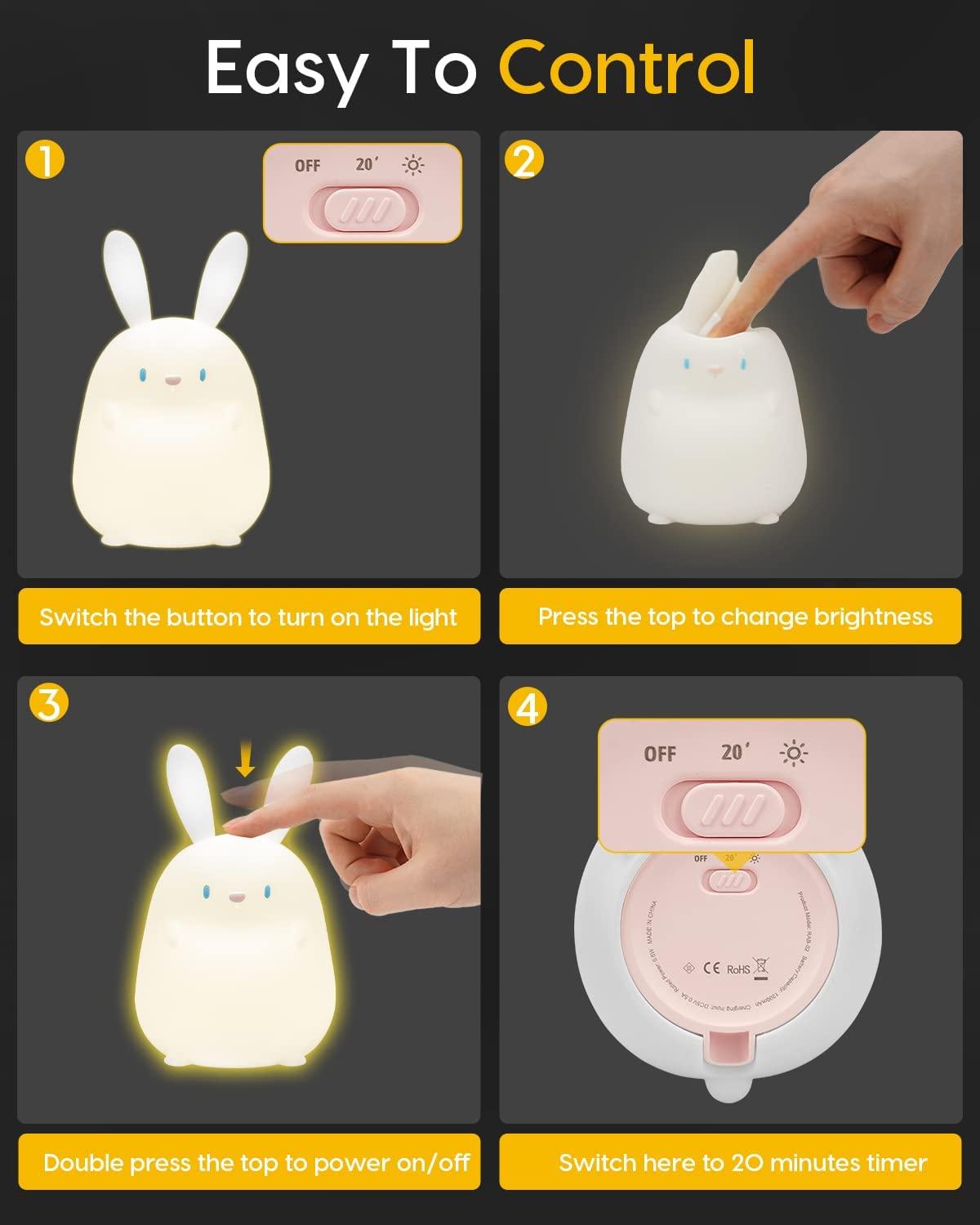 Bunny Silicone Lamp Led Nightlights Home Decor Lamp - BASESUNNight lightsBasesunBASESUN