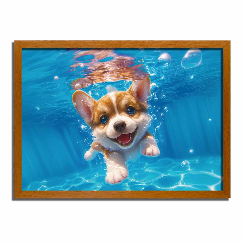 Puppy Dog Splashing LED Light Up Painting Frame | Glowing Frame Night LIght