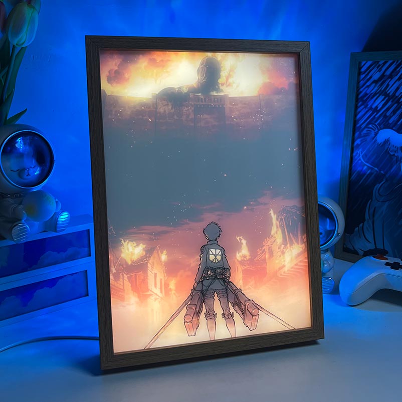 Attack on Titan Anime LED Light Painting Glowing Frame Gift Merch AOT11