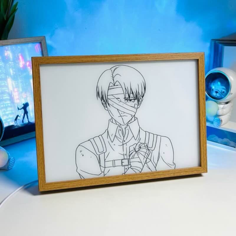 Attack on Titan Levi Ackerman Anime LED Light Painting Frame Night Light Gift