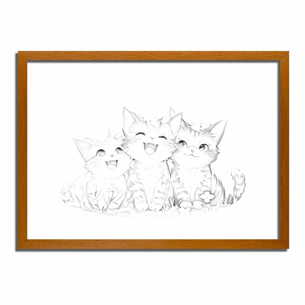 Playful Kittens 4D LED Light Up Painting - Glowing Frame