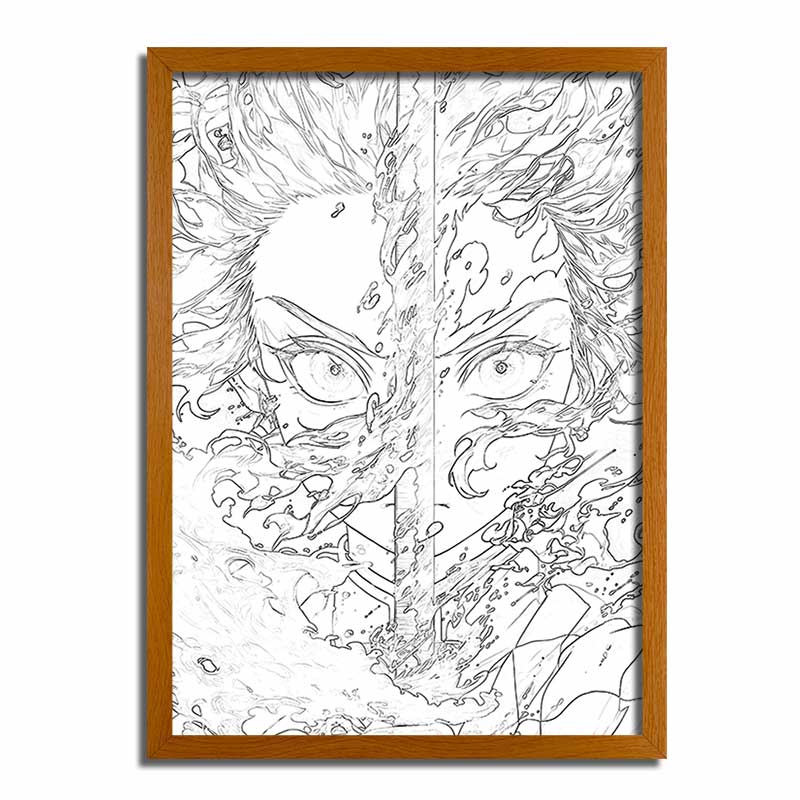 Demon Slayer: Tanjiro 4D LED Light Up Painting - Glowing Frame