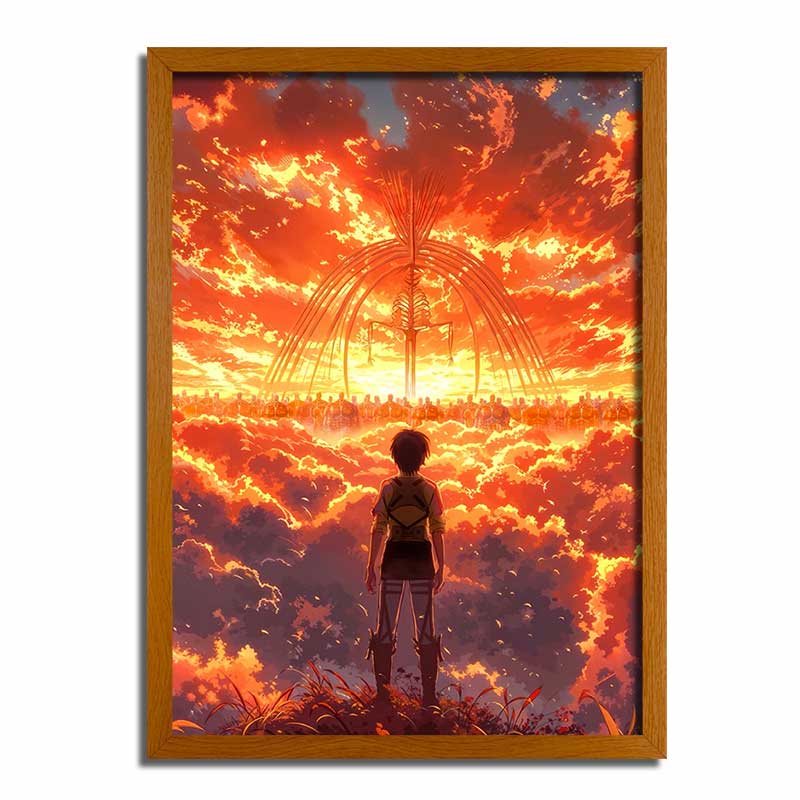 Eren Facing the Founding Titan and Rumbling LED Light Up Painting Frame Night Light Gift ALDM01