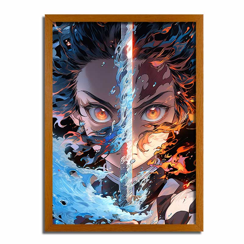 Demon Slayer: Tanjiro 4D LED Light Up Painting - Glowing Frame