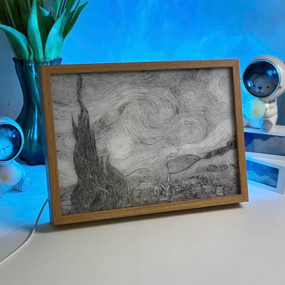 Van Gogh’s “Starry Night” LED Light Up Painting Frame Night Light