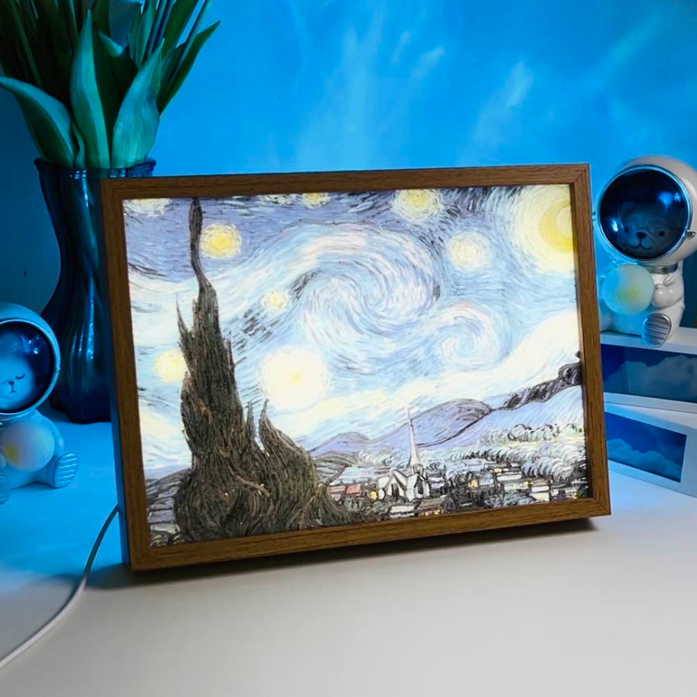 Van Gogh’s “Starry Night” LED Light Up Painting Frame Night Light