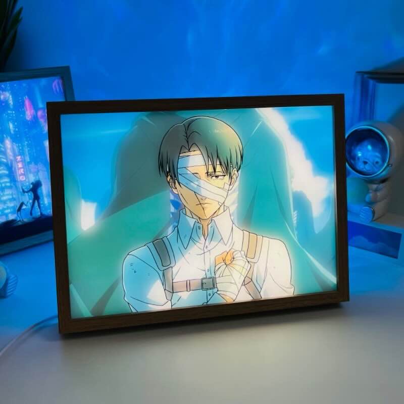 Attack on Titan Levi Ackerman Anime LED Light Painting Frame Night Light Gift