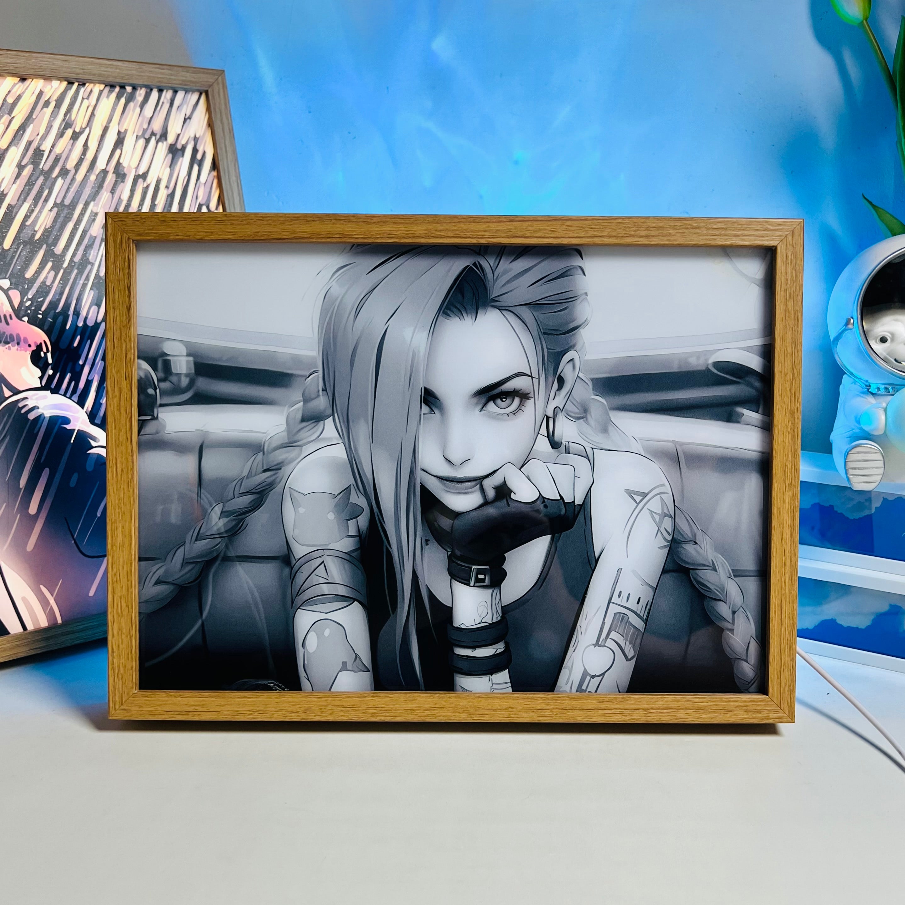 League of Legends Arcane Jinx LED Light Painting – Stunning Anime Merch for Fans