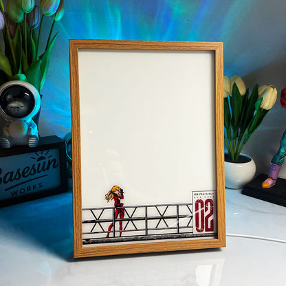 Evangelion LED Light Painting | Asuka & EVA Unit-02 Illuminated Art Box | Anime Mecha Decor Mood Light