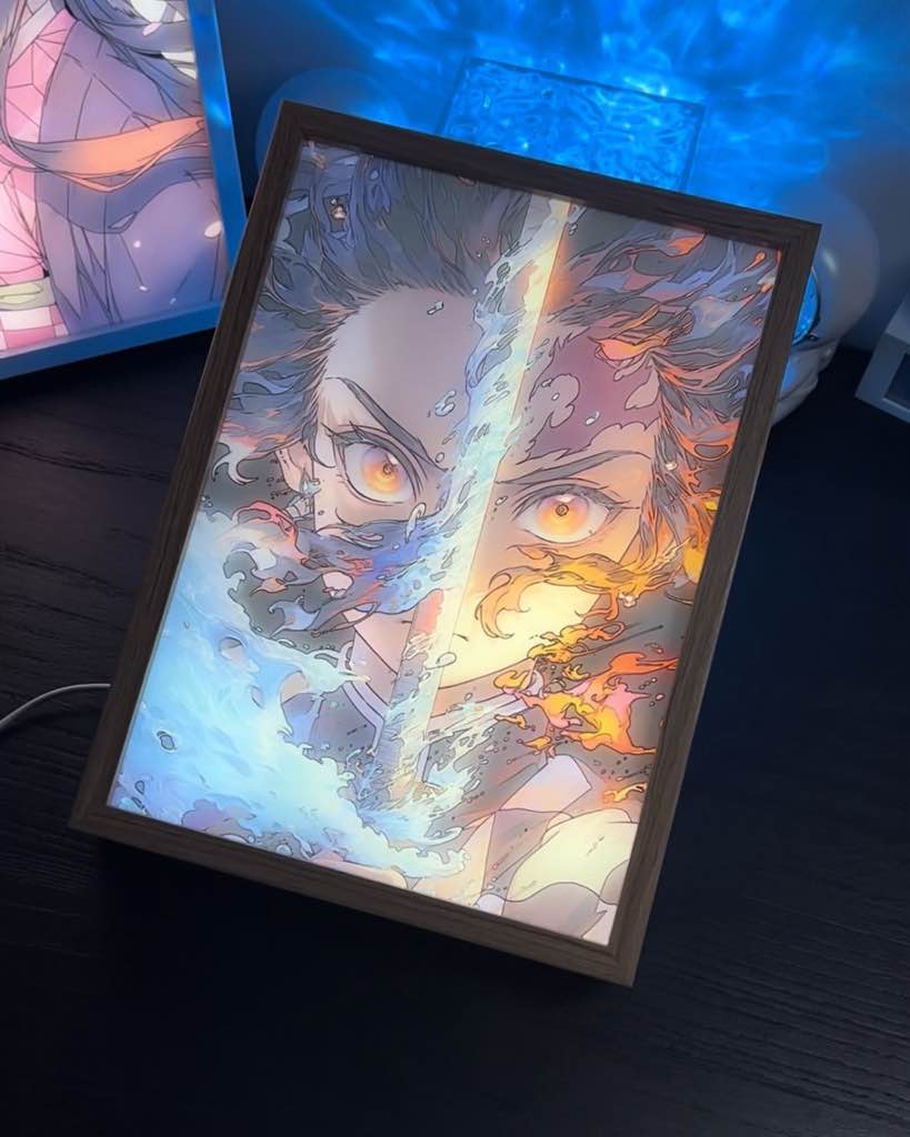 Demon Slayer: Tanjiro 4D LED Light Up Painting - Glowing Frame
