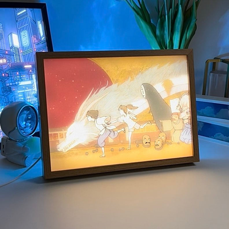 Spirited Away Anime Themed LED Light Up Painting Frame Night Light