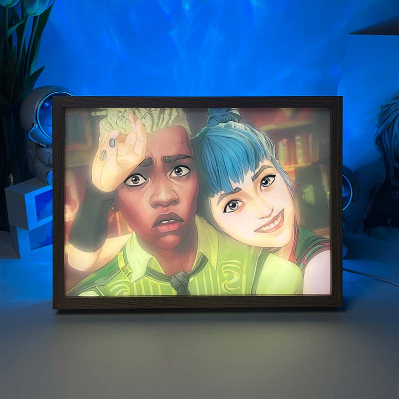 Arcane: Jinx & Ekko Anime LED Light Painting Anime LED Light Photo Frame