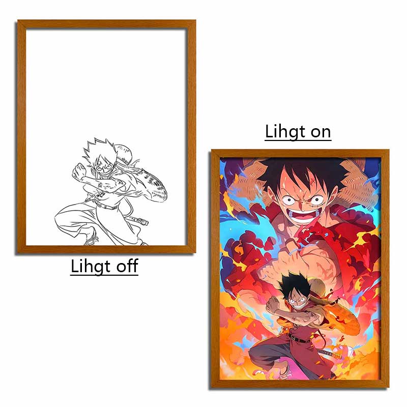 One Piece Luffy LED Light Up Painting Frame Glowing Frame 4D Painting