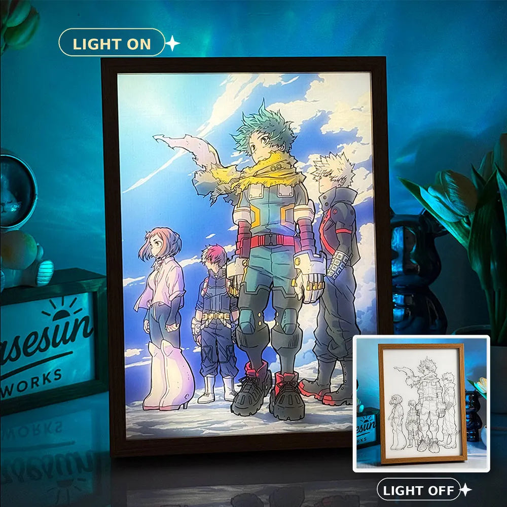 LED light painting My Hero Academia WDYXXY02 light on and light off display
