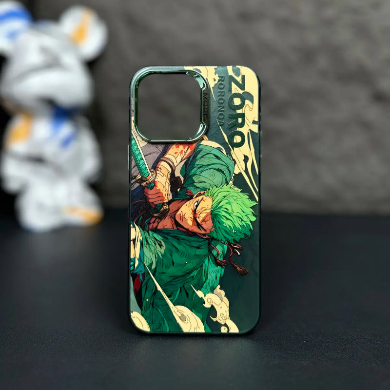 Anime One Piece Roronoa Zoro Aurora Clear Case For iPhone 15 14 13 12 11 Pro Max Plus Protective Plating Lens Cover