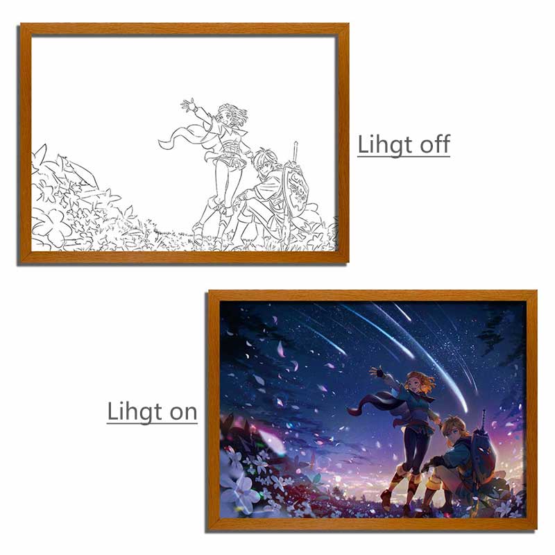 The Legend of Zelda LED Light Up Painting Frame - Link & Zelda Princess