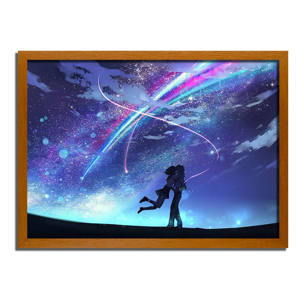 Your Name - Cosmic Embrace LED Light Up Painting Frame Lamp Night Light YN3
