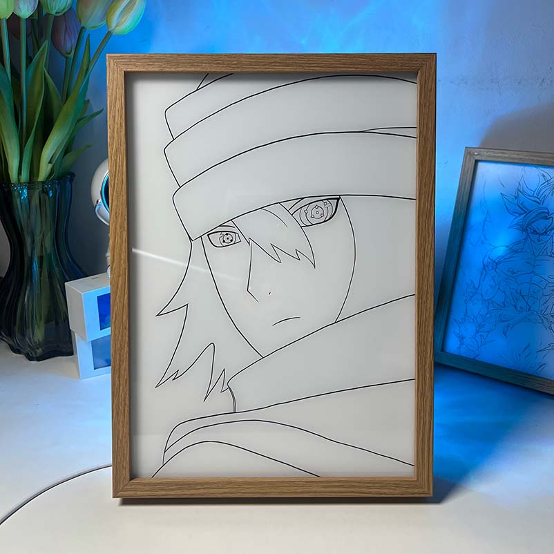 Naruto Anime LED Light Painting — Sasuke's Gaze Anime Merch Gift Night Light