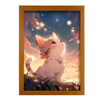 Cat LED Light Painting Lamp Artwork - A Fusion of Light and Art | Yawning Kitty in Sunlight - BASESUNLight PaintingBasesunBASESUN