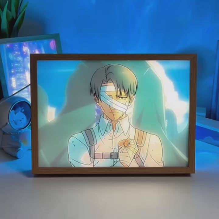 Attack on Titan Levi Ackerman Anime LED Light Painting Frame Night Light Gift