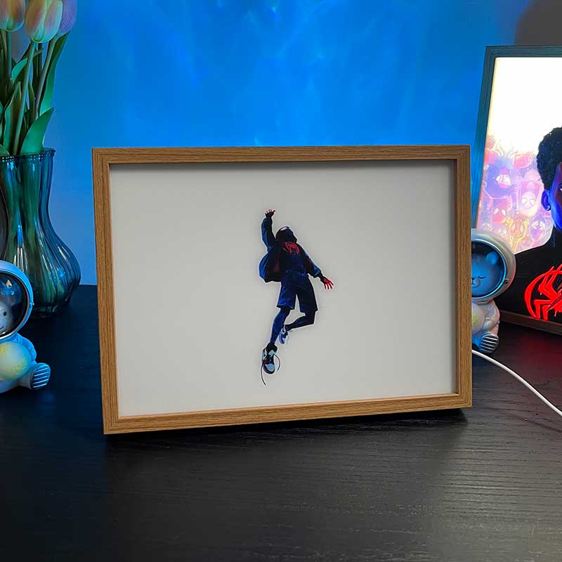 Spider - Man Spider - Verse Miles Morales’ Cosmic Jump LED Light Painting Glowing Photo Frame Anime Art - BASESUNLight PaintingBasesunBASESUN