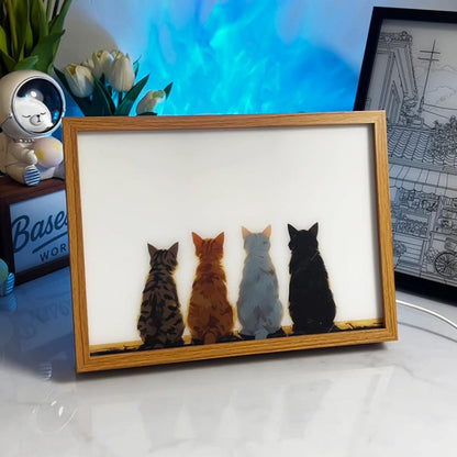 Sunset Cats LED Anime Light Painting | Cozy Cat Lover Wall Decor