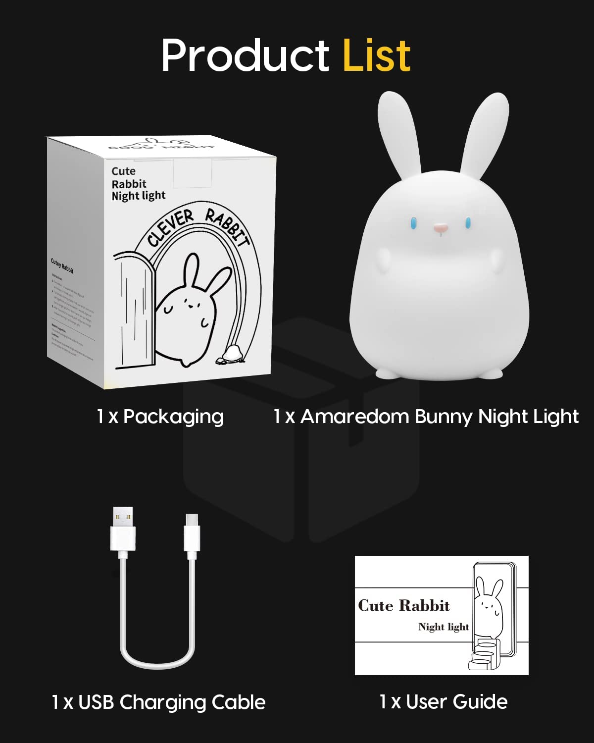 Kaufe Cartoon Bunny Silikon Licht LED Nachtlicht USB wiederaufladbare  mehrfarbige Ambiente Lampe Home Dekoration für Kinder Urlaub