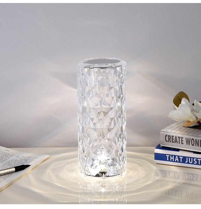 LED Crystal Table Lamp Rose Light Projector 3/16 Colors Touch Adjustable Romantic Diamond Atmosphere Light USB Touch Night Light - BasesunNight lightsBasesunBasesun